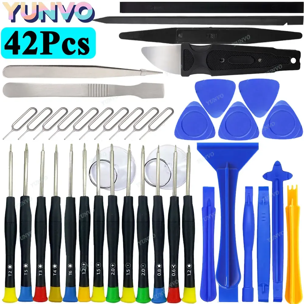 Kit d'outils de réparation professionnel pour téléphone portable : tournevis de précision pour iPhone et Android, outil de démontage multifonction 12