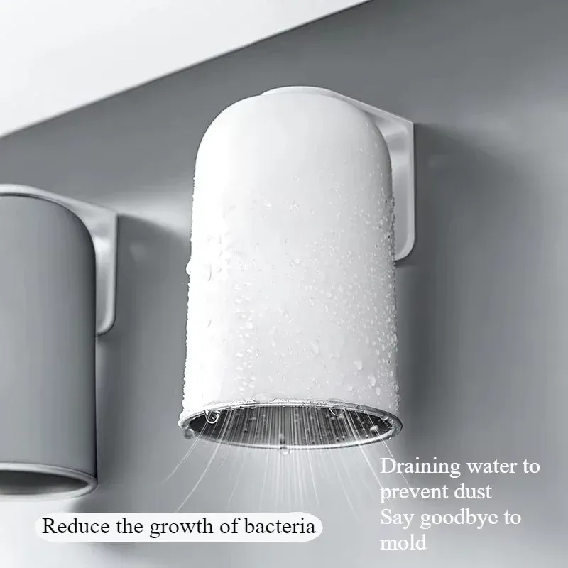 Gobelet magnétique en acier inoxydable 304 pour bain de bouche, porte-brosses à dents mural sans perçage, grande capacité 2