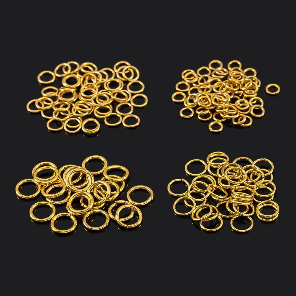 100 anneaux de saut en acier inoxydable plaqués or, 3 à 15 mm, pour la fabrication de bijoux 3