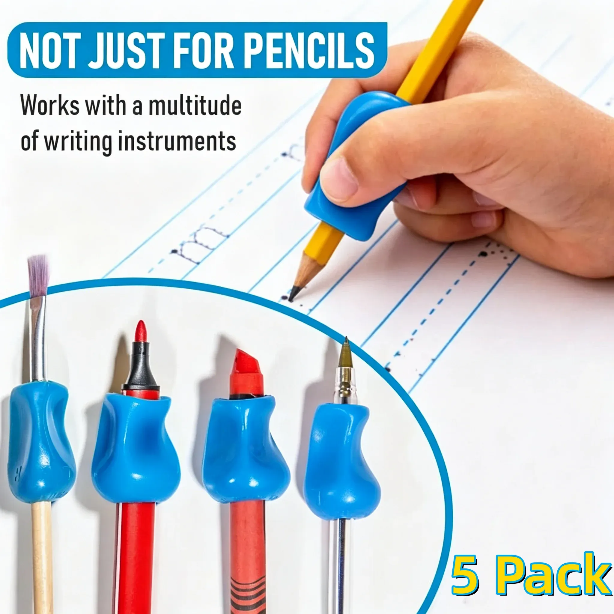 Correcteur d'écriture, outil de correction de posture des doigts, stylo d'entraînement pour enfants, assistant d'écriture, poignée combinée, papeterie pour étudiants, lot de 5 à 10 pièces 4