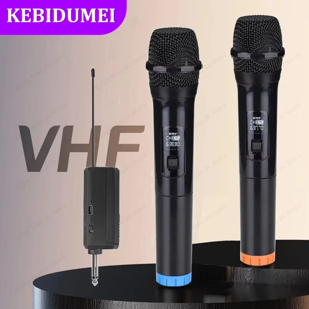 Microphone portable sans fil, 2 canaux, fréquence fixe UHF, pour fête, karaoké, église, spectacle, réunion
