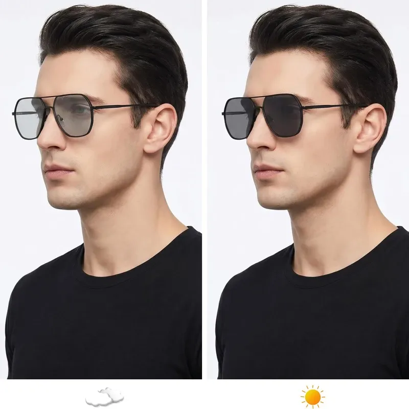 Lunettes de soleil photochromiques polarisées en métal pour hommes et femmes, anti-éblouissement, pour la conduite, protection UV400 2