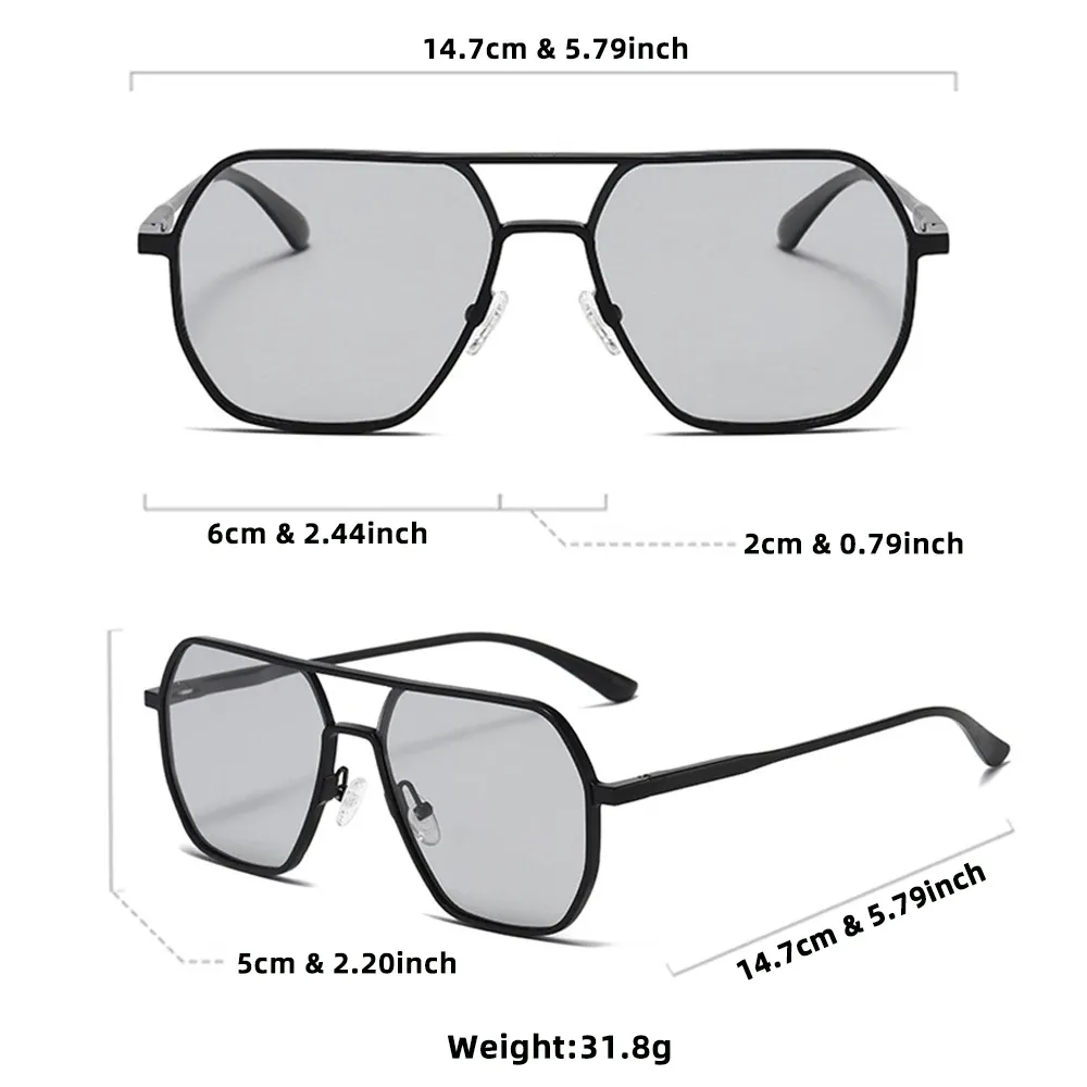 Lunettes de soleil photochromiques polarisées en métal pour hommes et femmes, anti-éblouissement, pour la conduite, protection UV400 4