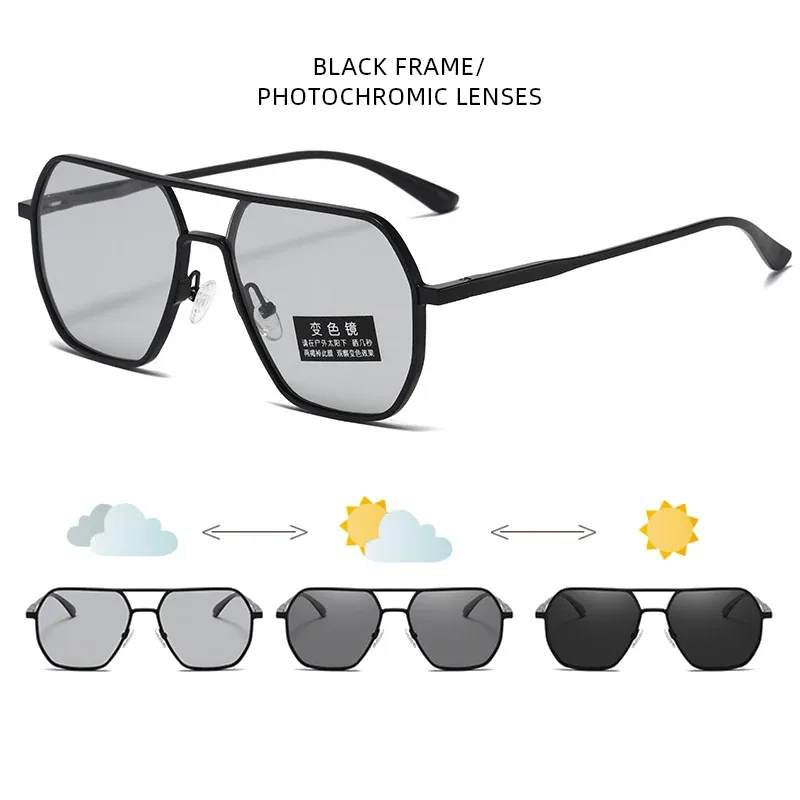 Lunettes de soleil photochromiques polarisées en métal pour hommes et femmes, anti-éblouissement, pour la conduite, protection UV400 7