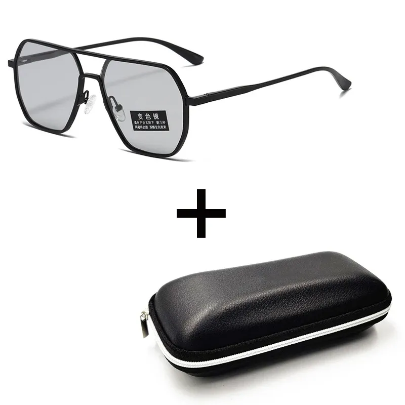 Lunettes de soleil photochromiques polarisées en métal pour hommes et femmes, anti-éblouissement, pour la conduite, protection UV400 12