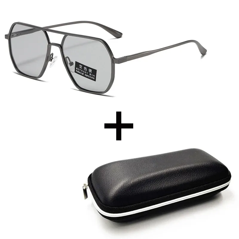 Lunettes de soleil photochromiques polarisées en métal pour hommes et femmes, anti-éblouissement, pour la conduite, protection UV400 11