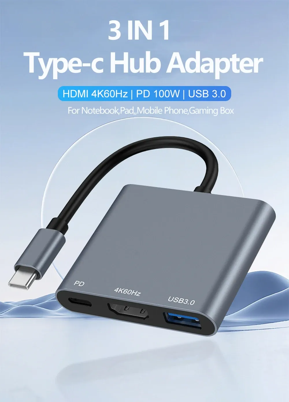 Vue détaillée de l'adaptateur Hub Tebe