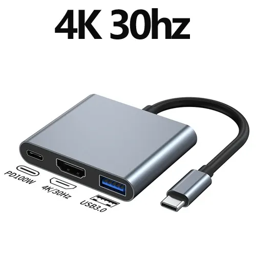 Tebe – Adaptateur hub USB 3-en-1, USB-C vers 4K 60 Hz, compatible HDMI, USB 3.0 et charge rapide 100 W PD pour MacBook, iPad, Dell et Nintendo Switch 8