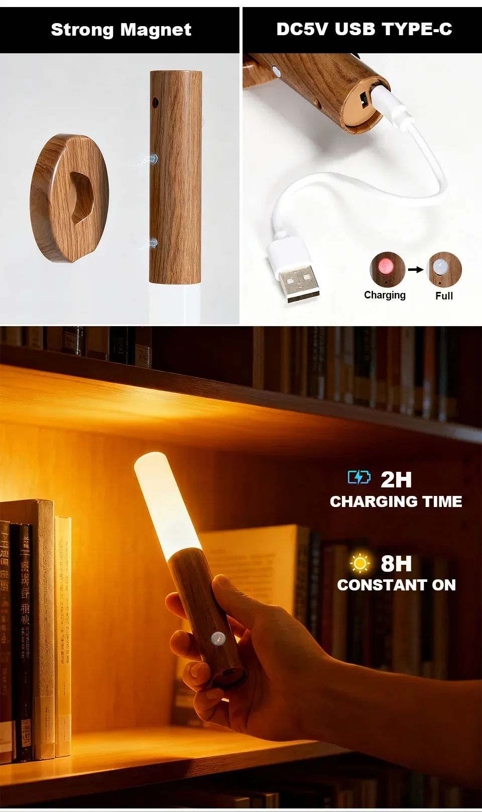 Lampe murale LED en bois dans un intérieur moderne