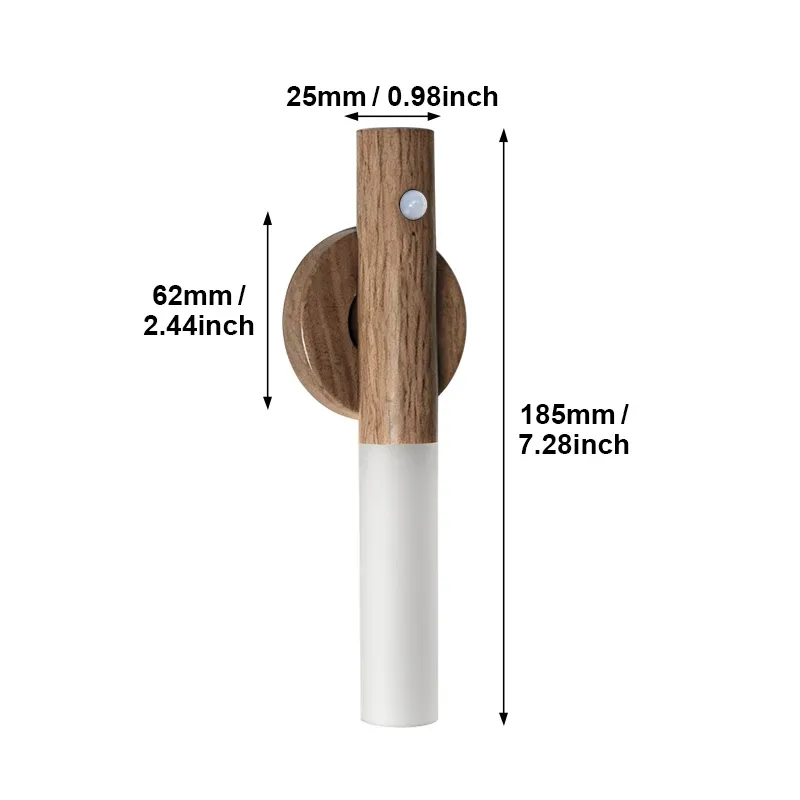 Veilleuse LED magnétique rechargeable avec détecteur de mouvement en bois, pour armoire de cuisine 8
