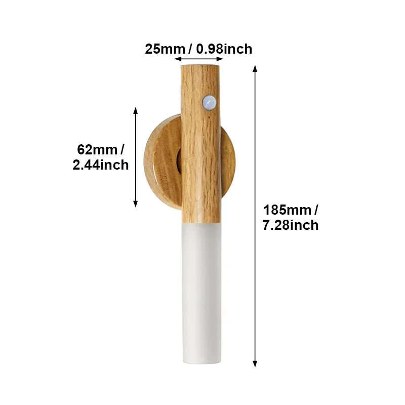Veilleuse LED magnétique rechargeable avec détecteur de mouvement en bois, pour armoire de cuisine 7