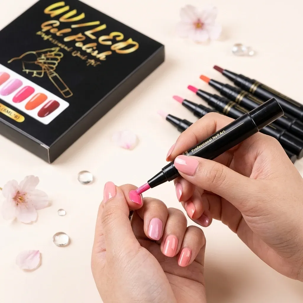 Kit de stylos nail art DIY 6 couleurs, haute pigmentation, imperméables et sans danger pour les ongles - Image 1