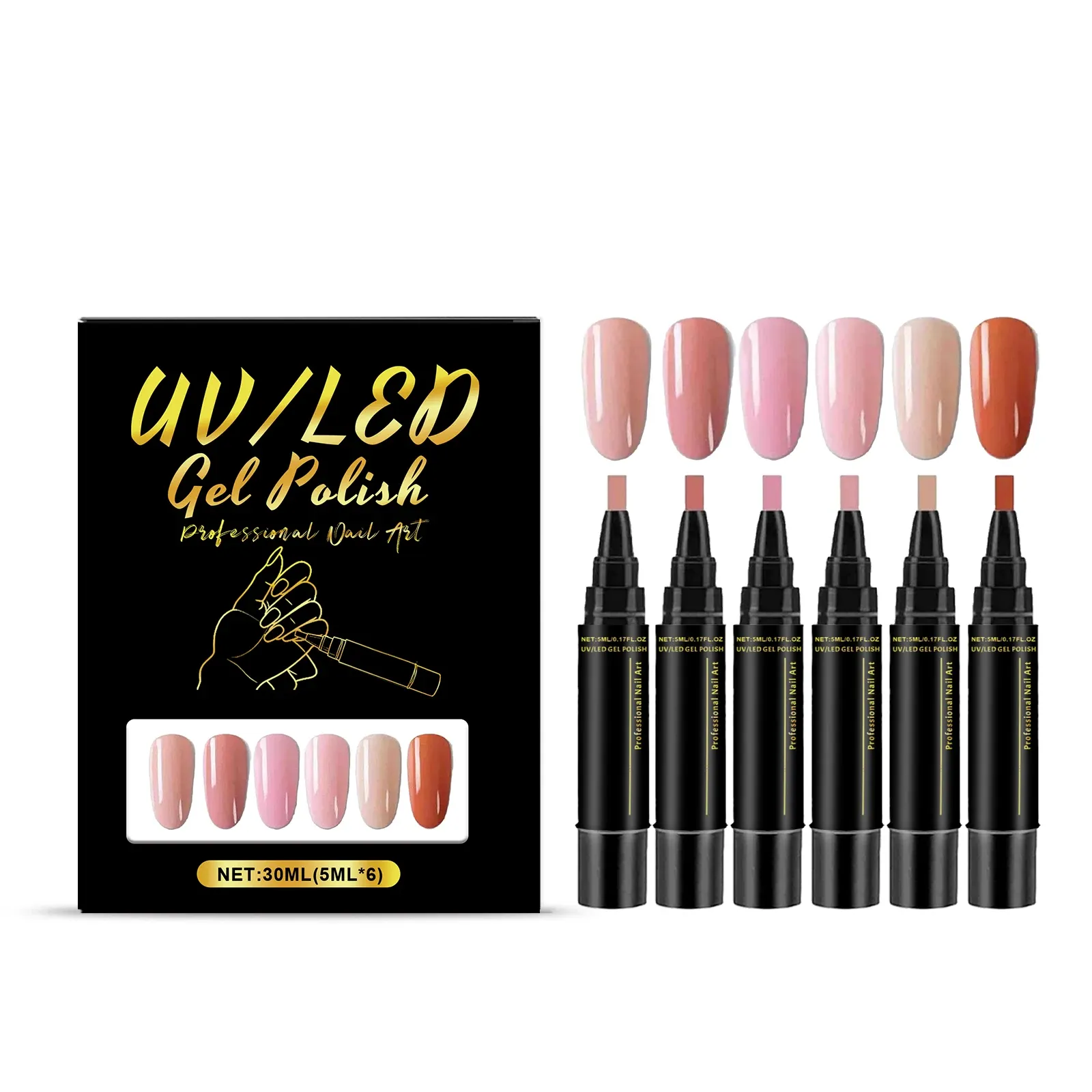 Kit de stylos nail art DIY 6 couleurs, haute pigmentation, imperméables et sans danger pour les ongles 8