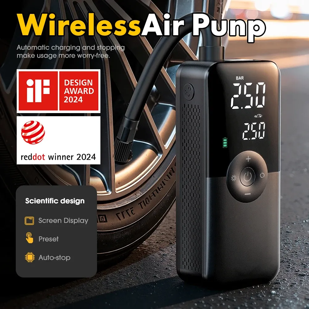Gonfleur de pneu portable électrique rechargeable pour voiture et vélo, compresseur d'air numérique, pompe de gonflage pour ballon de football