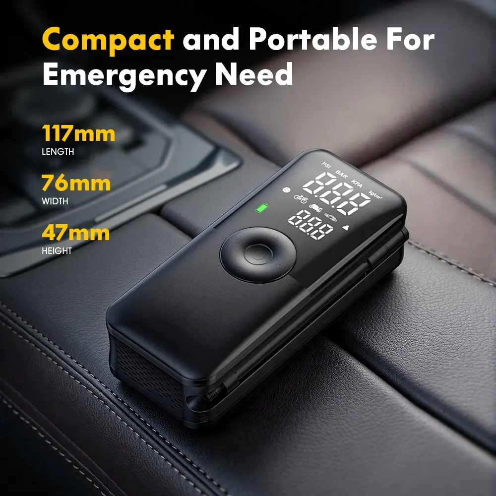 Gonfleur de pneu portable électrique rechargeable pour voiture et vélo, compresseur d'air numérique, pompe de gonflage pour ballon de football 4