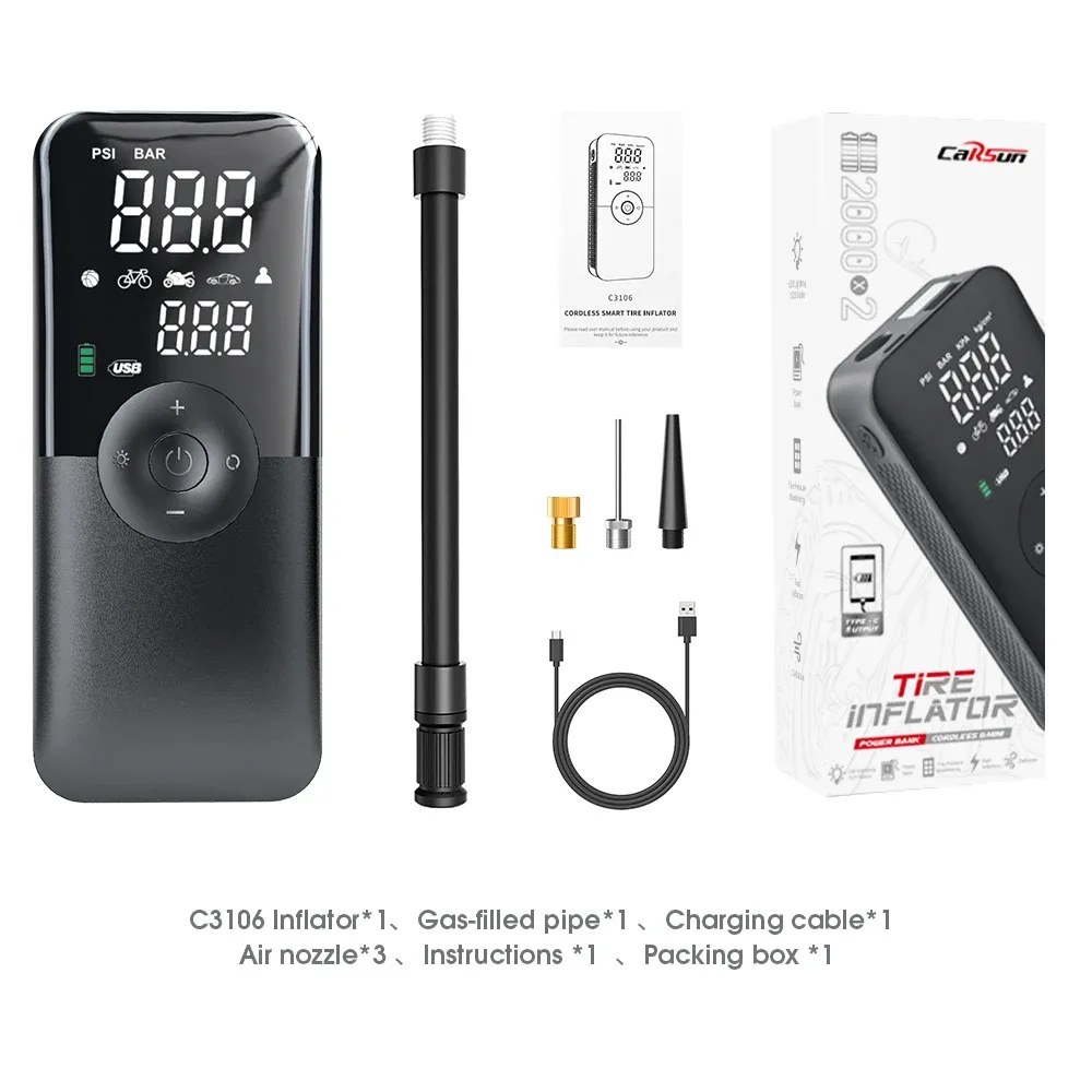 Gonfleur de pneu portable électrique rechargeable pour voiture et vélo, compresseur d'air numérique, pompe de gonflage pour ballon de football 7
