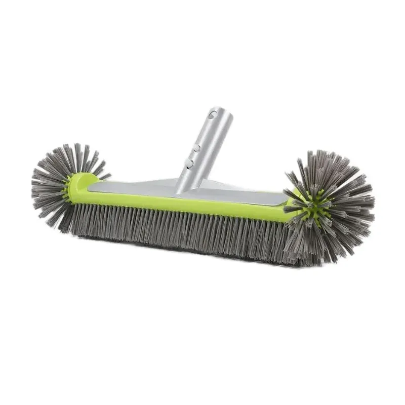 Tête de brosse de piscine en aluminium robuste de 17,5 pouces à 7 rangées de poils en nylon, pour le nettoyage des coins, des marches et des parois de piscine - Image 1