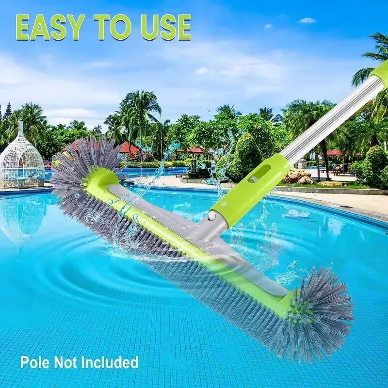 Tête de brosse de piscine en aluminium robuste de 17,5 pouces à 7 rangées de poils en nylon, pour le nettoyage des coins, des marches et des parois de piscine 4