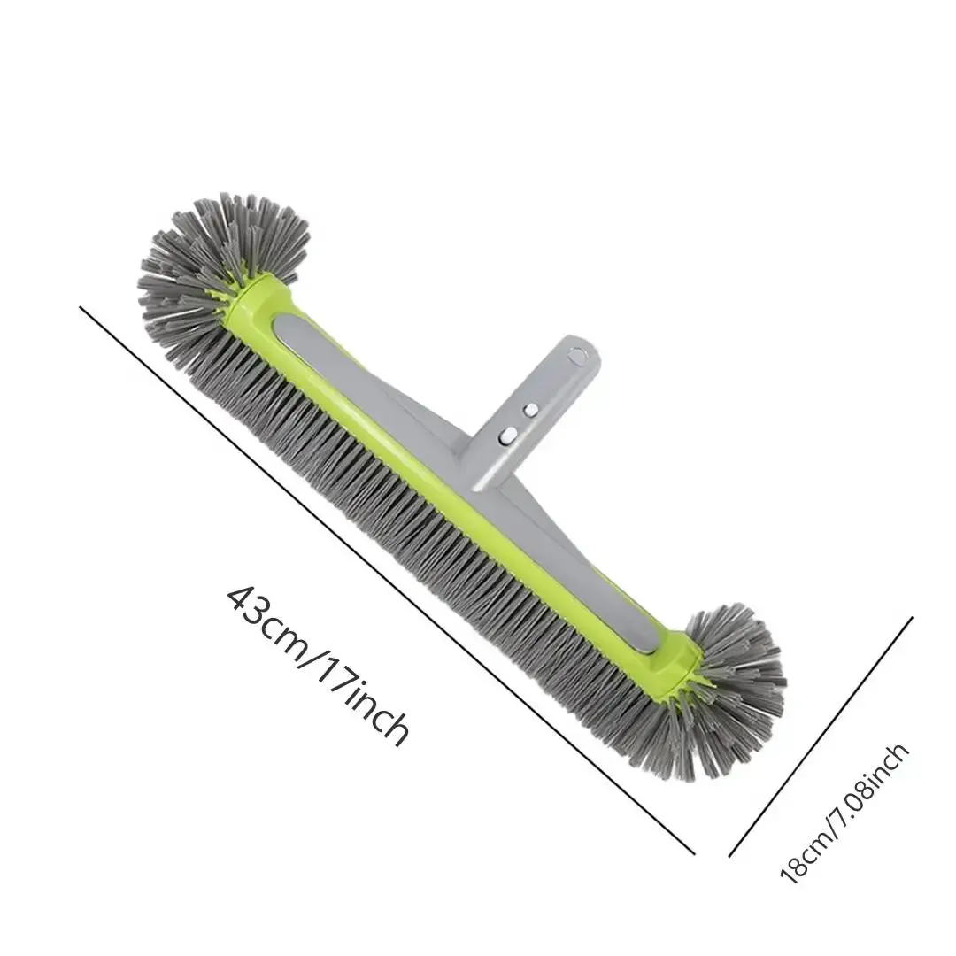 Tête de brosse de piscine en aluminium robuste de 17,5 pouces à 7 rangées de poils en nylon, pour le nettoyage des coins, des marches et des parois de piscine 5