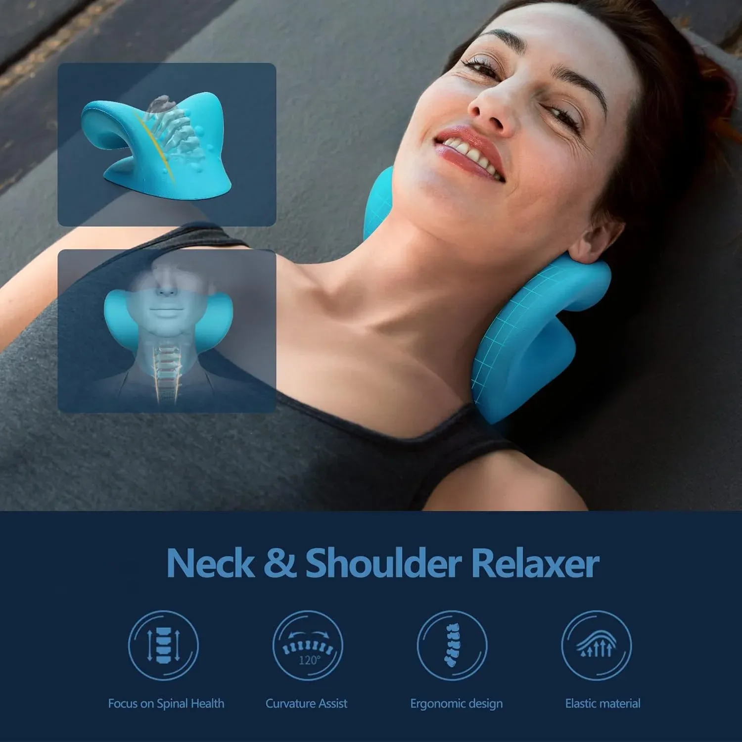 Oreiller chiropratique pour le cou à traction cervicale, soutien de l'alignement de la colonne et des épaules pour un sommeil confortable 4