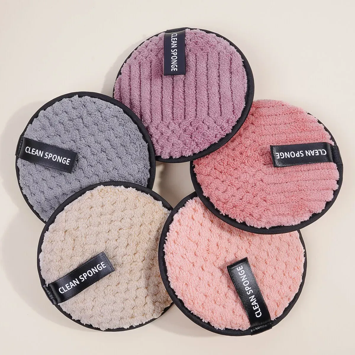 Lot de 5 outils démaquillants en polyester pour le visage et le corps, unisexe - Image 1