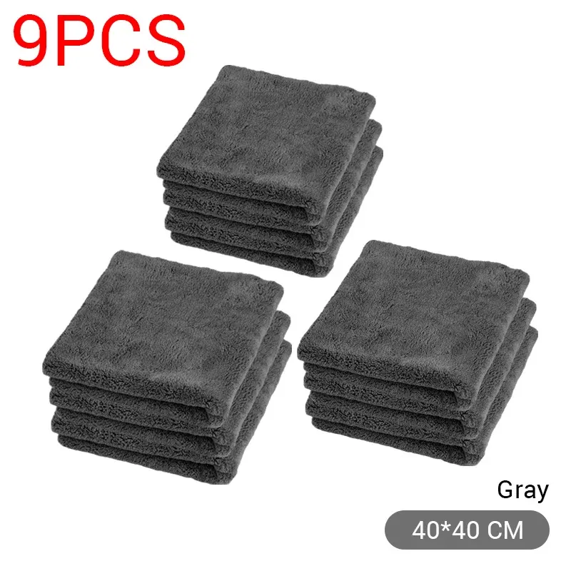 Serviettes de nettoyage en microfibre extra douces 40 x 40 cm, lot de 1, 3, 6 ou 9 pièces, pour la maison et la voiture 8