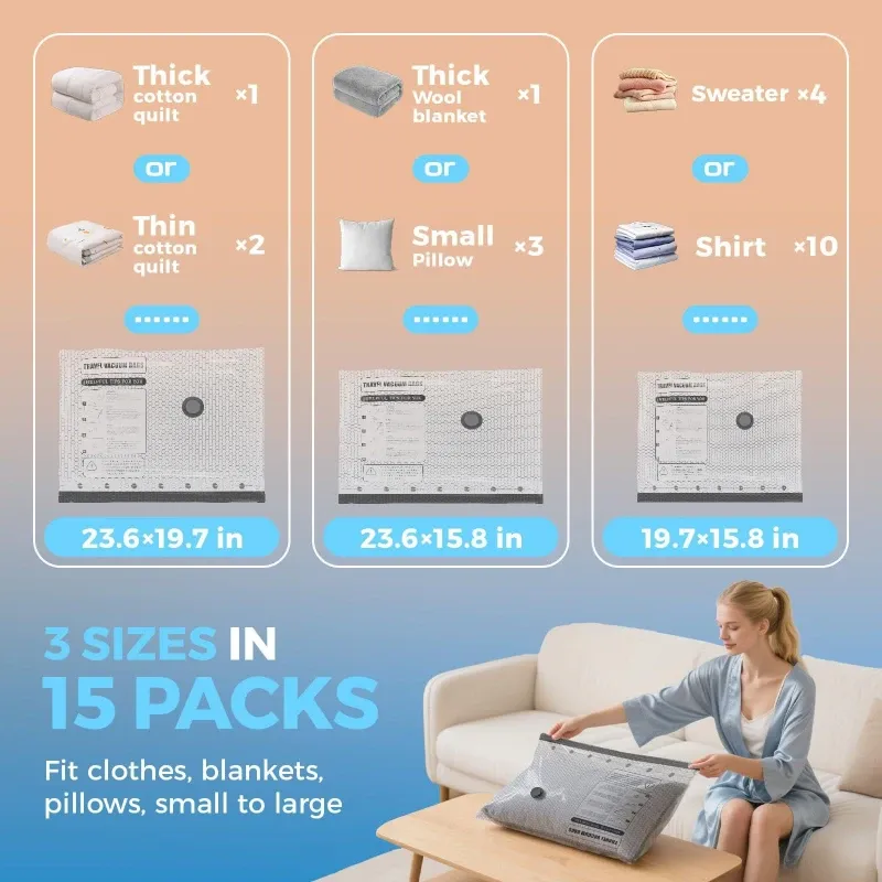 Sacs de rangement sous vide pour voyage