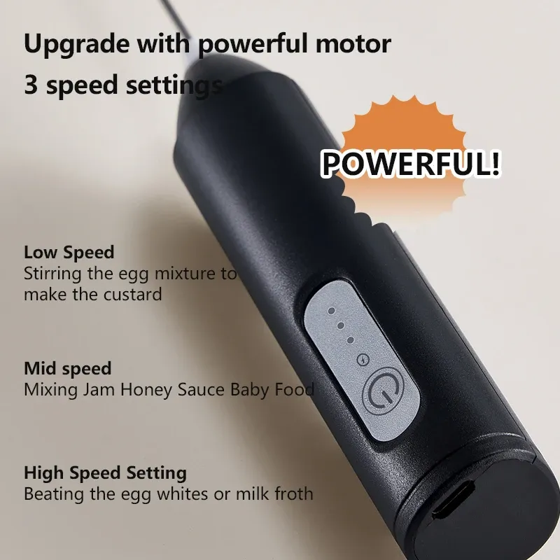 Mousseur à lait électrique amélioré, fouet de cuisine 3 en 1 avec batteur à œufs, mini mélangeur alimentaire, rechargeable par USB, outil portable à trois vitesses pour expresso 4