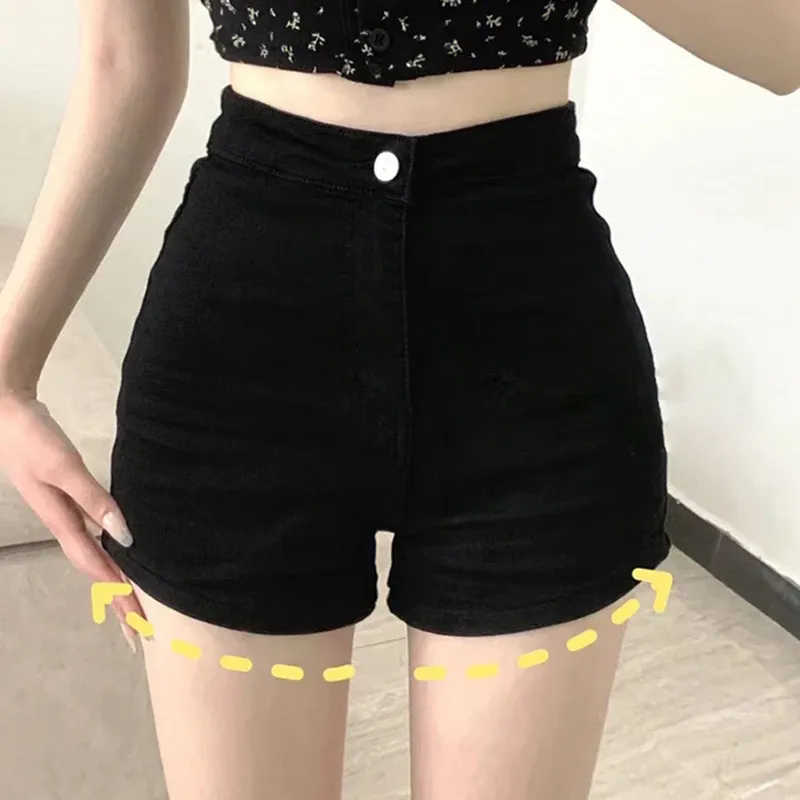 Collants noirs décontractés ultra-courts taille haute, vue détaillée 2
