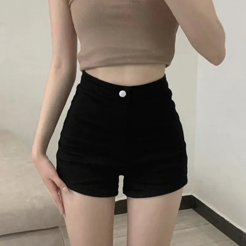 Short noir décontracté taille haute pour femme, coupe ultra-courte et amincissante 7