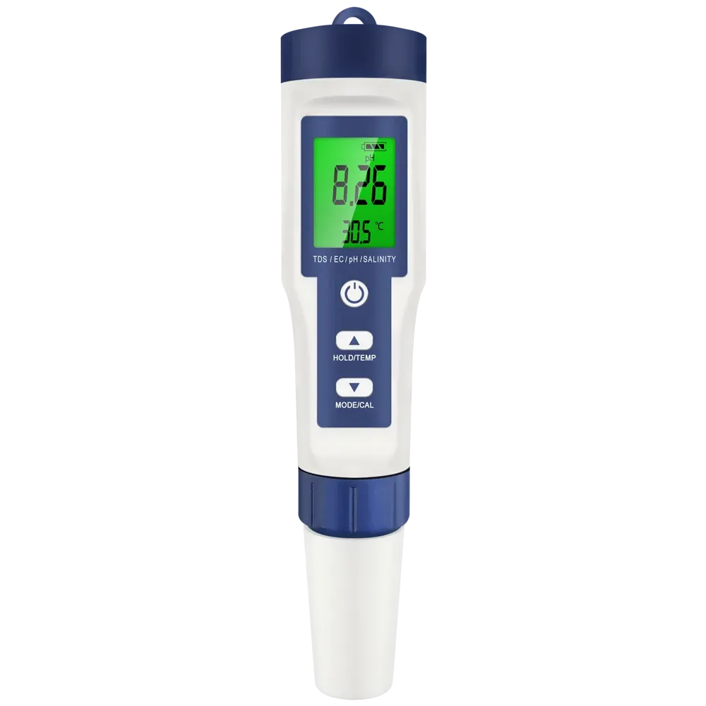 Stylo testeur numérique 5 en 1 (pH, TDS, CE, température, salinité) avec rétroéclairage pour aquarium 8
