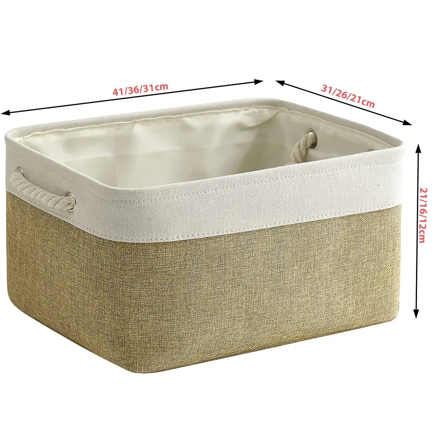 Panier de rangement pliable en tissu, boîte de rangement en lin pour chambre d'enfant, panier pliable en toile pour étagère, organisateur de placard et de chambre à coucher 6