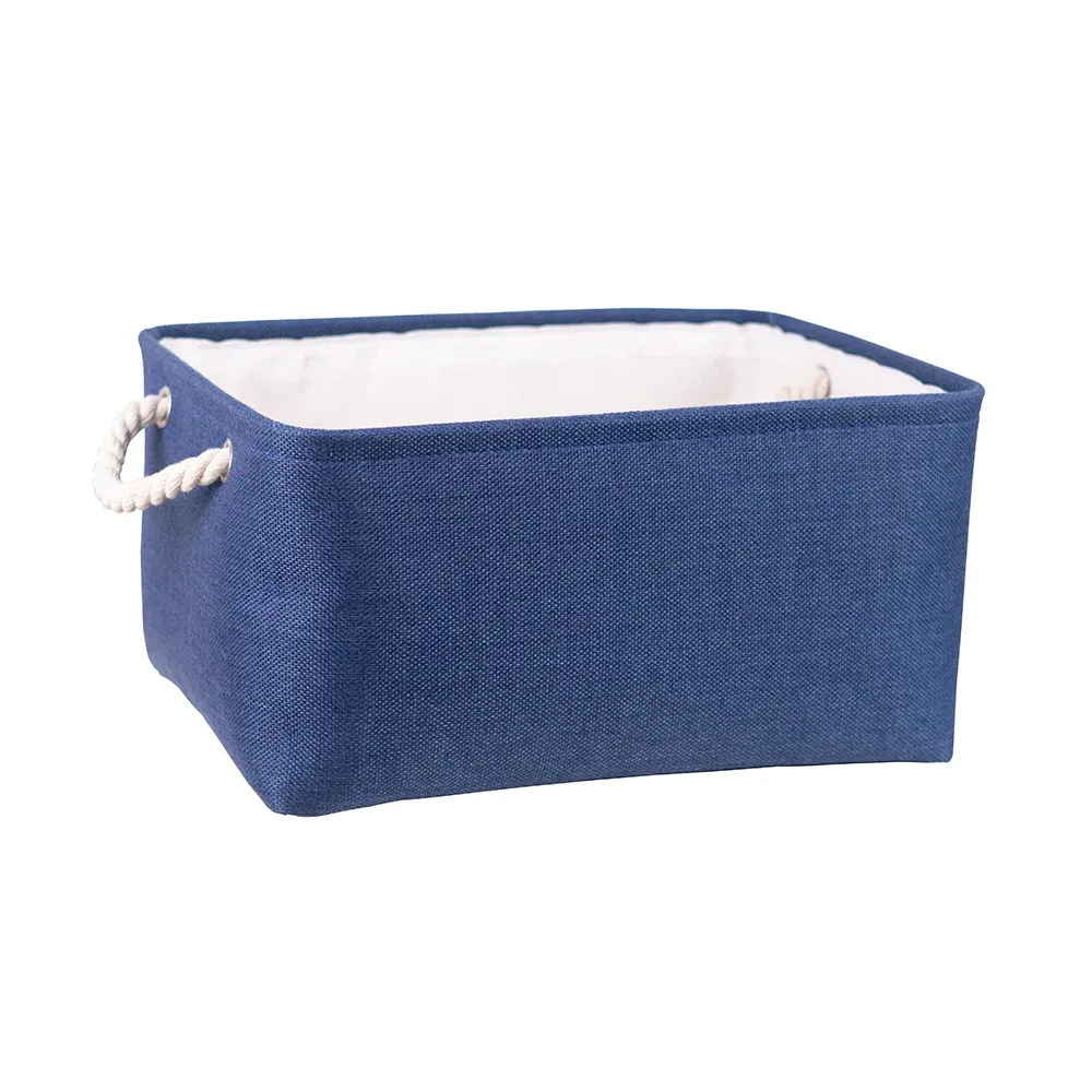 Panier de rangement pliable en tissu, boîte de rangement en lin pour chambre d'enfant, panier pliable en toile pour étagère, organisateur de placard et de chambre à coucher 8