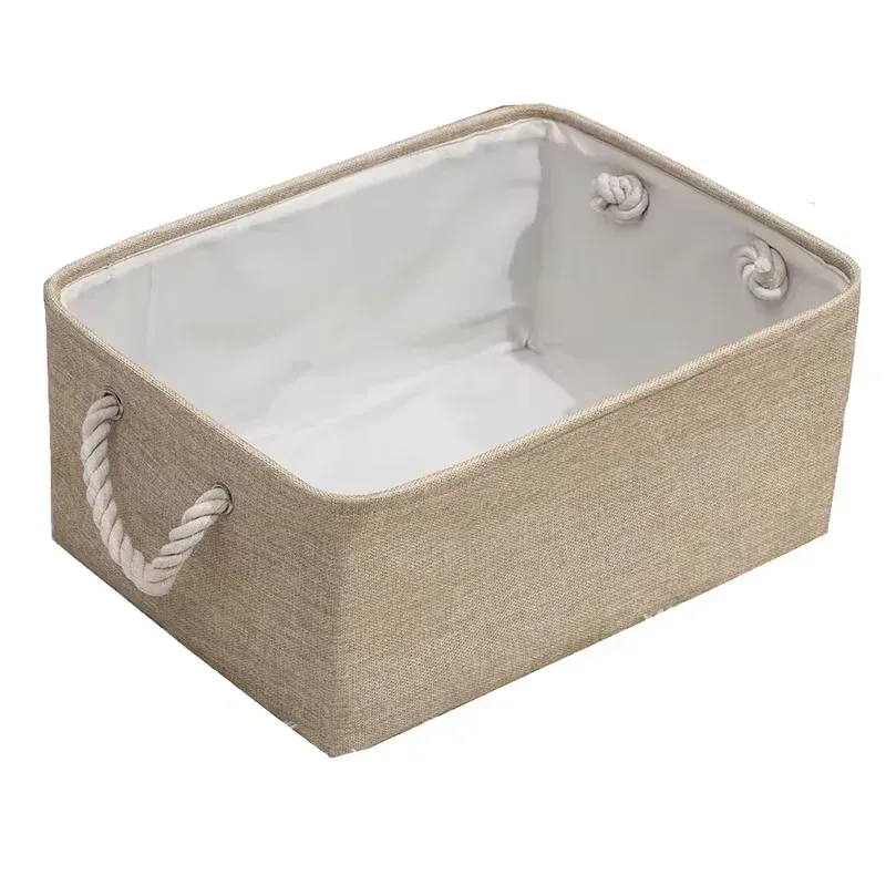 Panier de rangement pliable en tissu, boîte de rangement en lin pour chambre d'enfant, panier pliable en toile pour étagère, organisateur de placard et de chambre à coucher 9