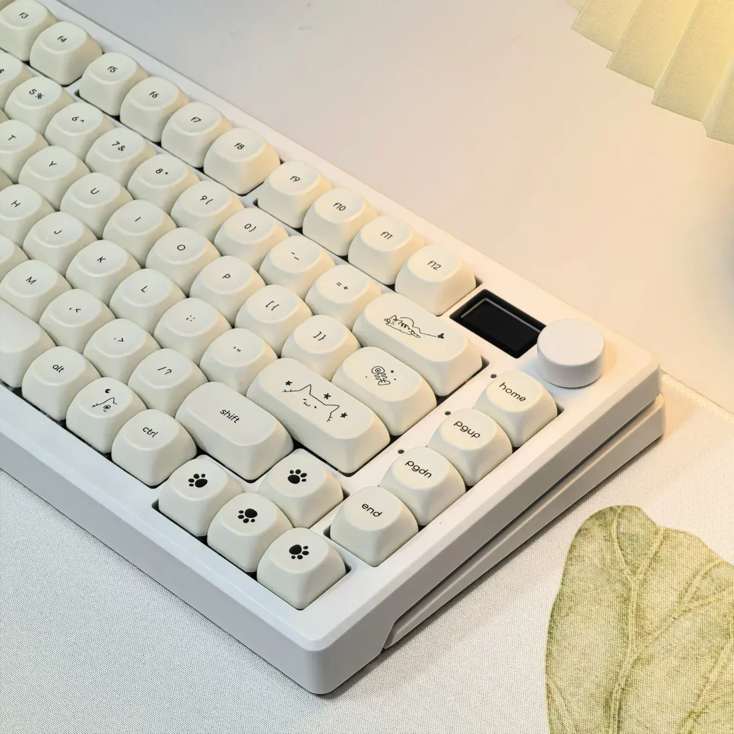 MAIMOOO Keycaps Simples Blanc Laiteux Chat Mignon 124 Touches PBT Profil MOA Personnalisé Coréen Russe Français pour Clavier Mécanique 2
