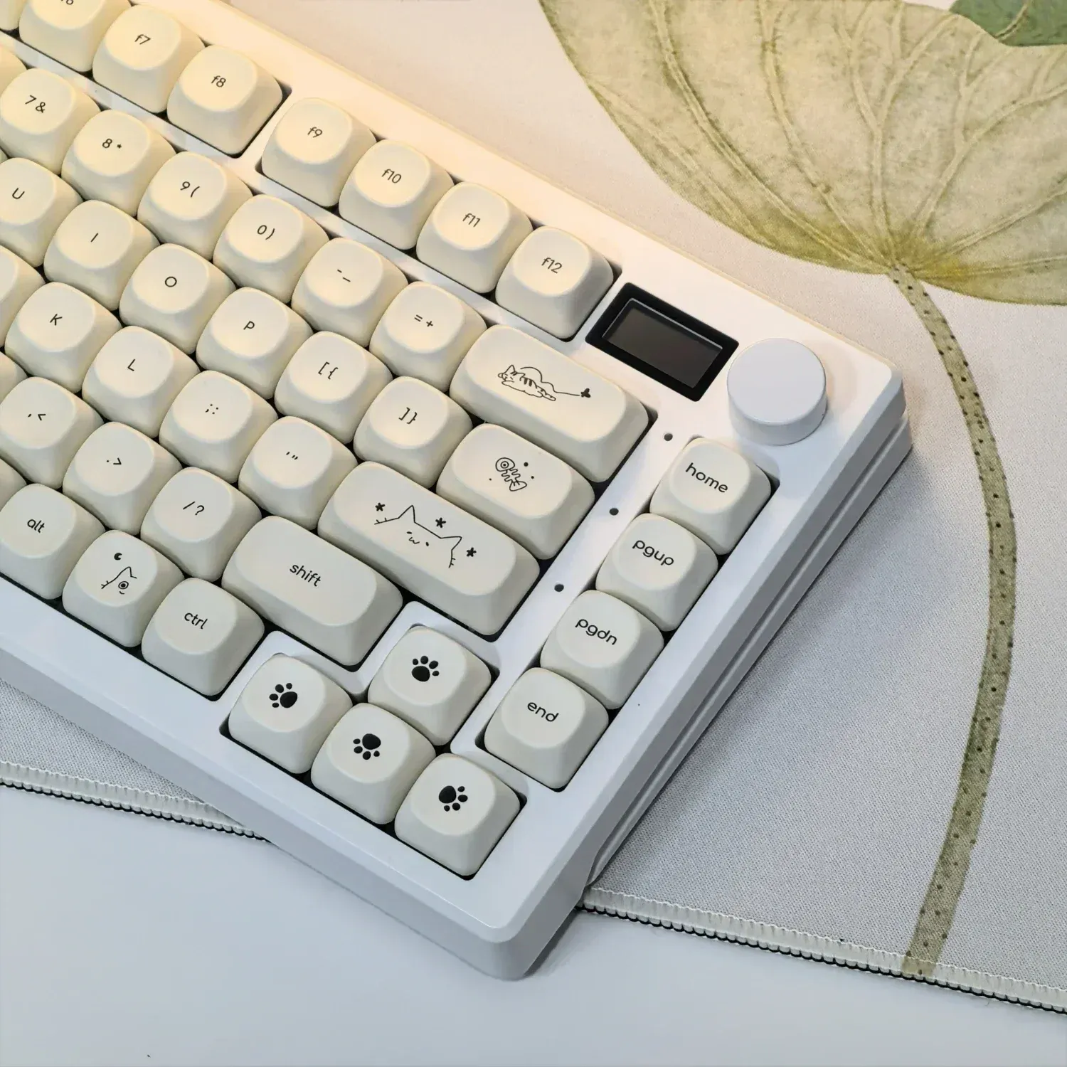 MAIMOOO Keycaps Simples Blanc Laiteux Chat Mignon 124 Touches PBT Profil MOA Personnalisé Coréen Russe Français pour Clavier Mécanique 4