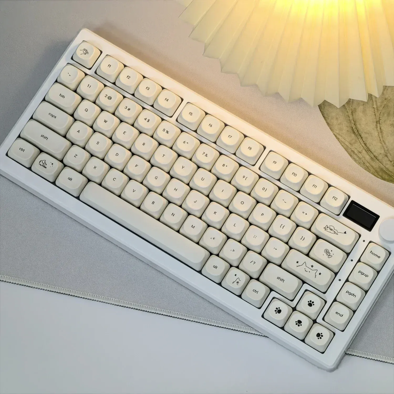 MAIMOOO Keycaps Simples Blanc Laiteux Chat Mignon 124 Touches PBT Profil MOA Personnalisé Coréen Russe Français pour Clavier Mécanique 6