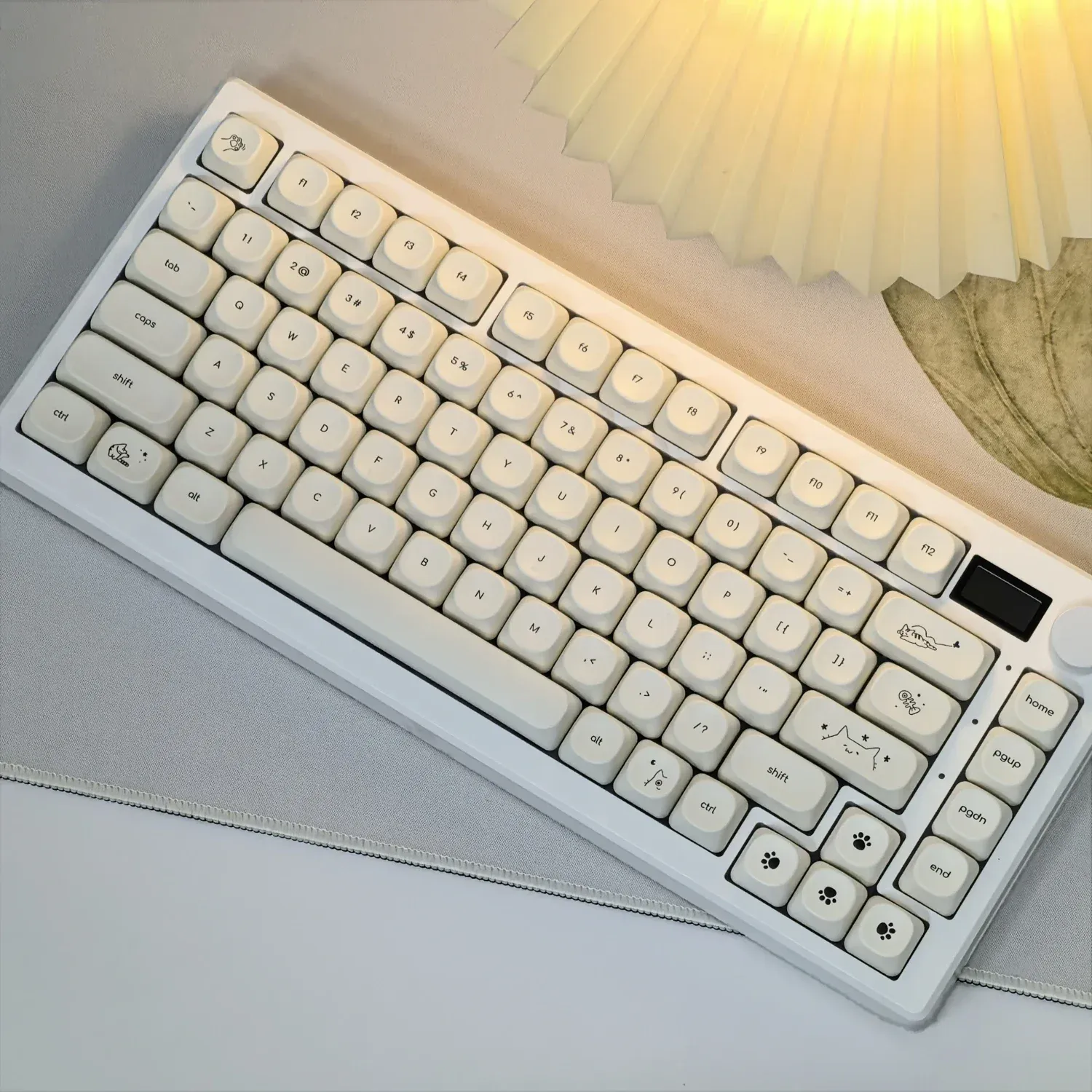 MAIMOOO Keycaps Simples Blanc Laiteux Chat Mignon 124 Touches PBT Profil MOA Personnalisé Coréen Russe Français pour Clavier Mécanique 10