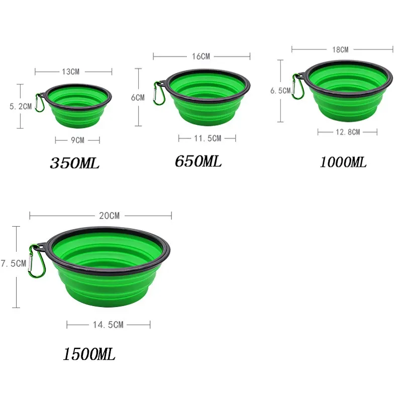 Mangeoire et abreuvoir pliable en silicone pour chien et chat, distributeur 2 en 1 avec mousqueton, idéal pour les voyages et le plein air 6