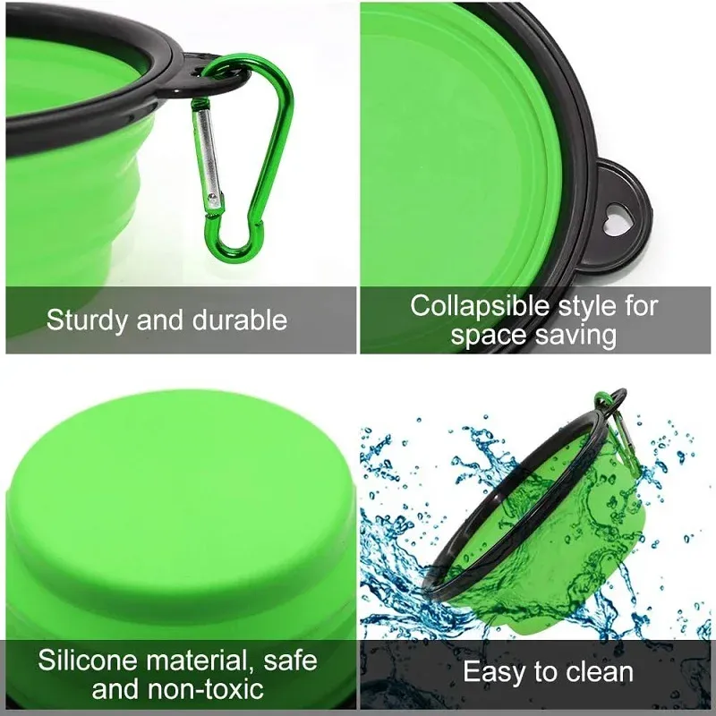 Gamelle pliable en silicone, mousqueton