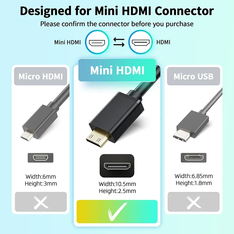 Câble Mini HDMI 4K 60Hz HDmatters HDMI 2.0, Adaptateur Convertisseur Mini HDMI vers HDMI pour Tablette, Caméscope, Ordinateur Portable et Appareil Photo Reflex Numérique 3