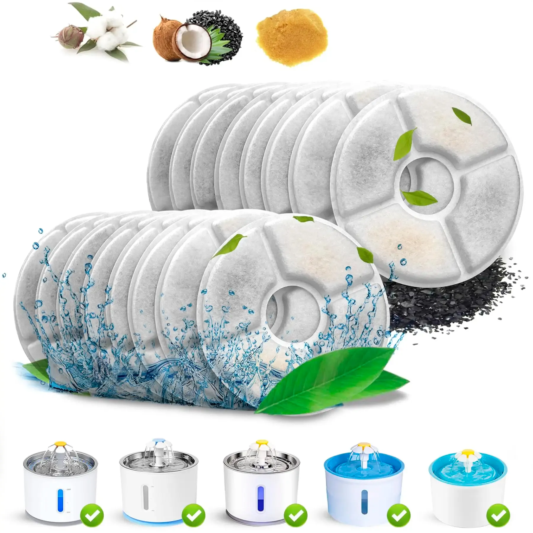 Lot de filtres de rechange en charbon actif pour fontaine à eau pour chat (4, 8 ou 12 pièces) 5
