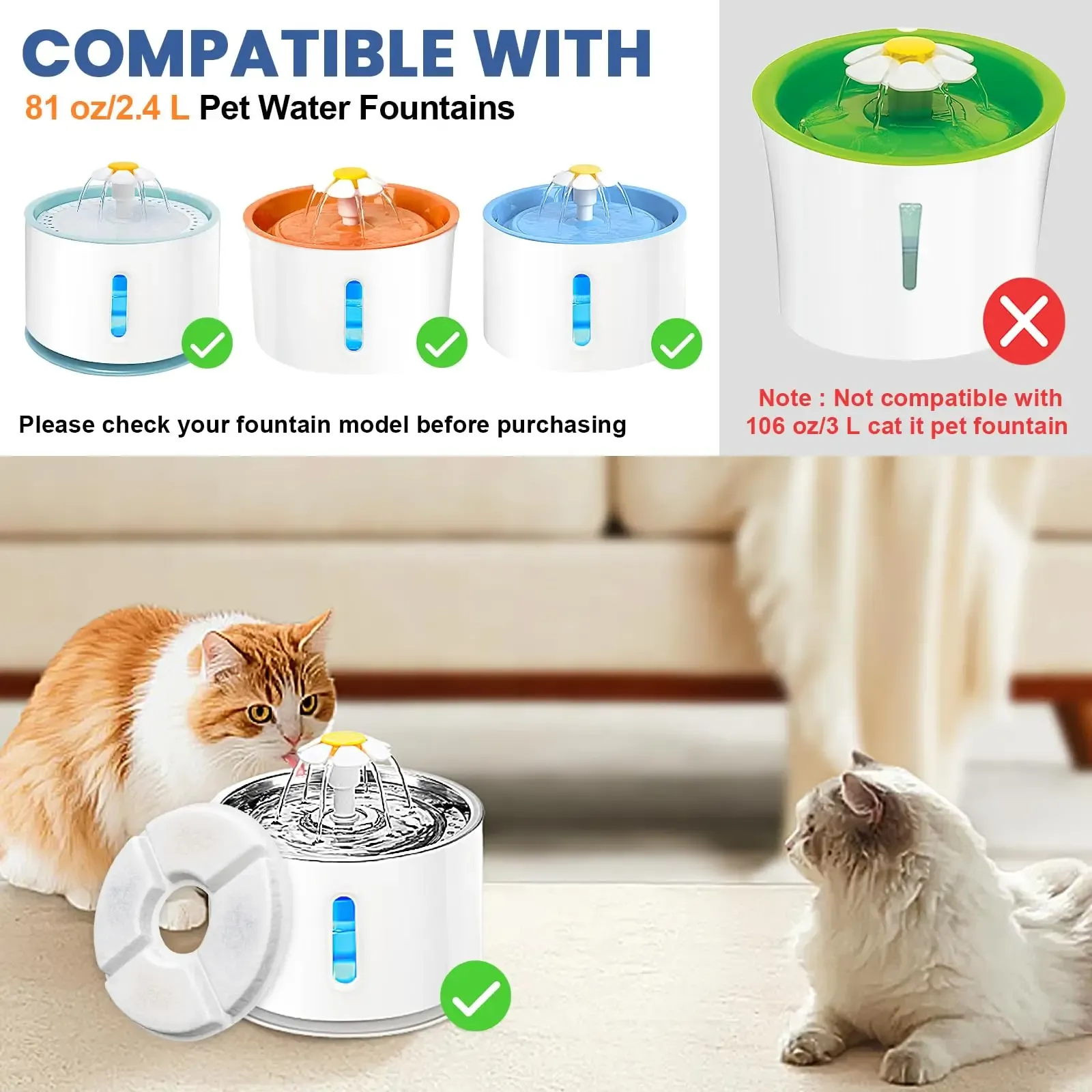 Lot de filtres de rechange en charbon actif pour fontaine à eau pour chat (4, 8 ou 12 pièces) 6