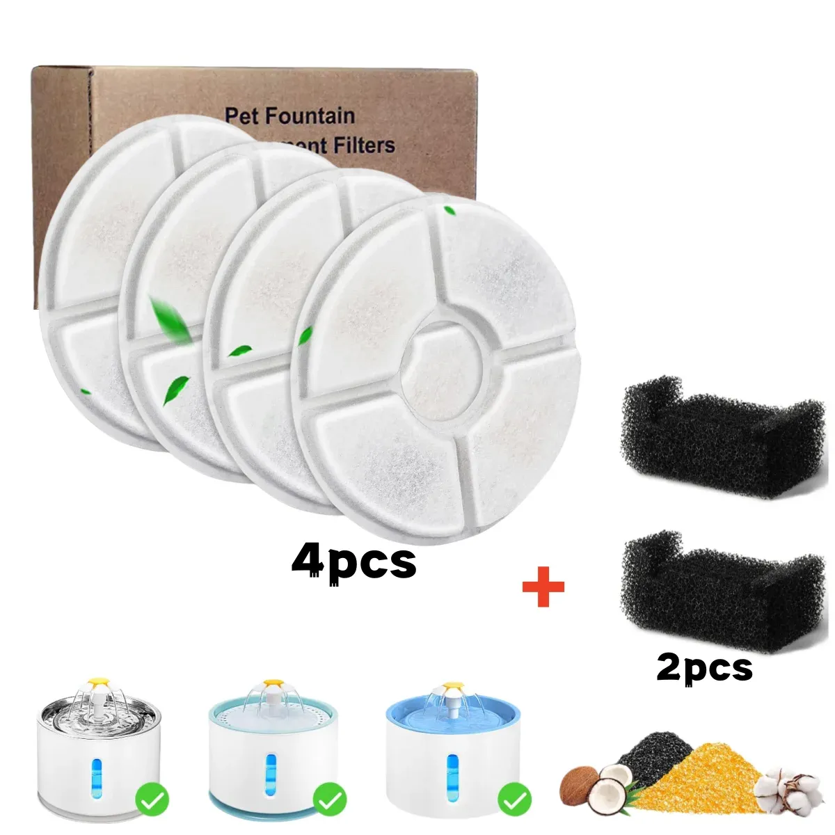 Lot de filtres de rechange en charbon actif pour fontaine à eau pour chat (4, 8 ou 12 pièces) 9