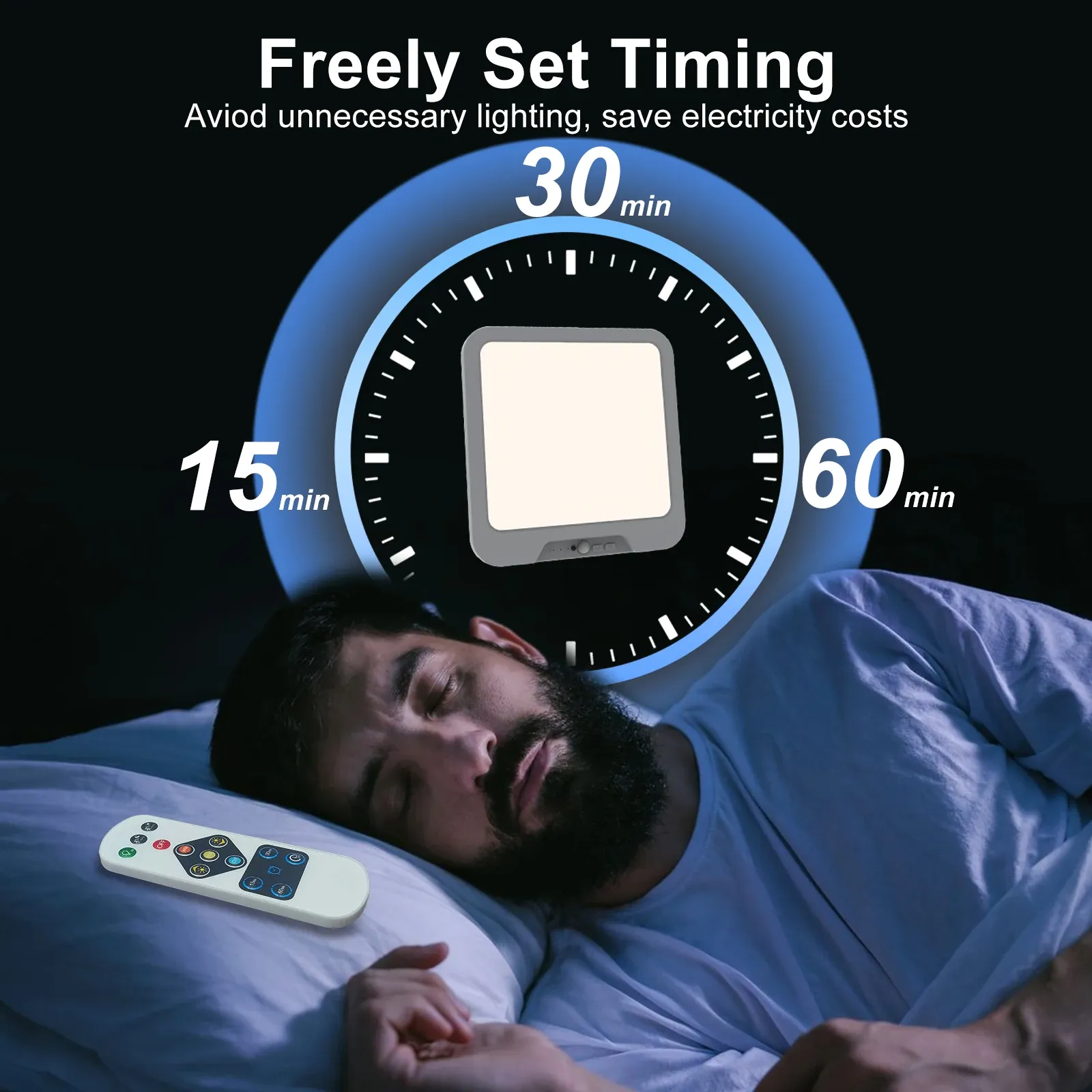 Plafonnier LED rechargeable avec détecteur de mouvement, télécommande, 3 températures de couleur, minuterie et montage sans fil 3
