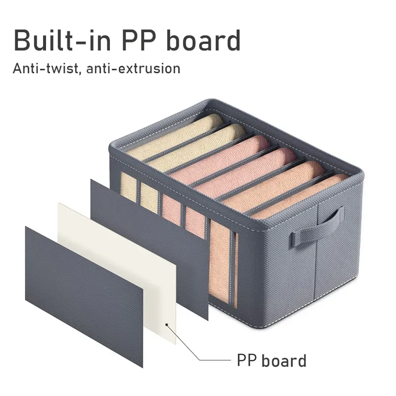 Organisateur pliable pour pantalons épais, jeans, sweat-shirts et chemises, à 9, 7 ou 6 compartiments, pour armoire et tiroirs 2
