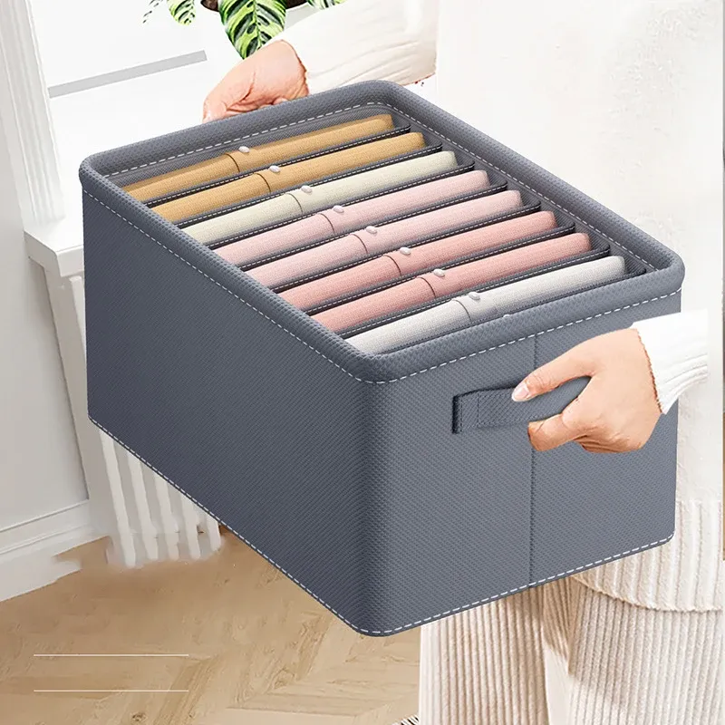 Organisateur pliable pour pantalons épais, jeans, sweat-shirts et chemises, à 9, 7 ou 6 compartiments, pour armoire et tiroirs 4