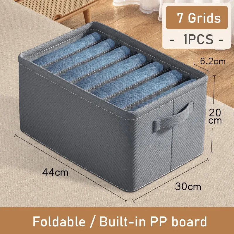Organisateur pliable pour pantalons épais, jeans, sweat-shirts et chemises, à 9, 7 ou 6 compartiments, pour armoire et tiroirs 8
