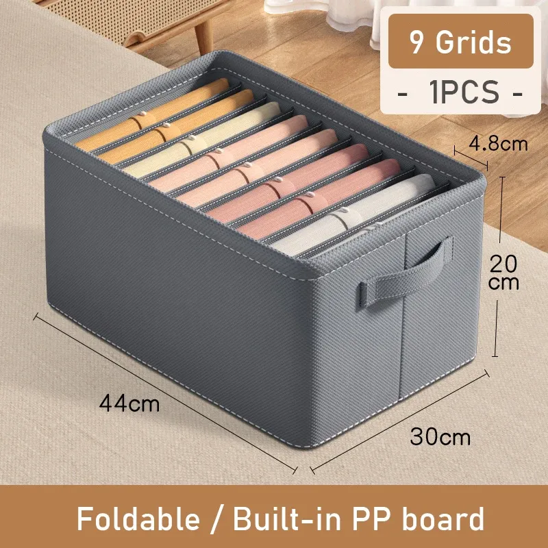 Organisateur pliable pour pantalons épais, jeans, sweat-shirts et chemises, à 9, 7 ou 6 compartiments, pour armoire et tiroirs 9