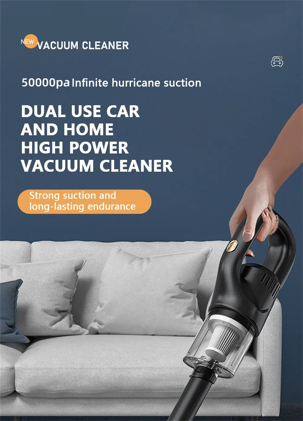 Mini aspirateur sans fil, vue détaillée